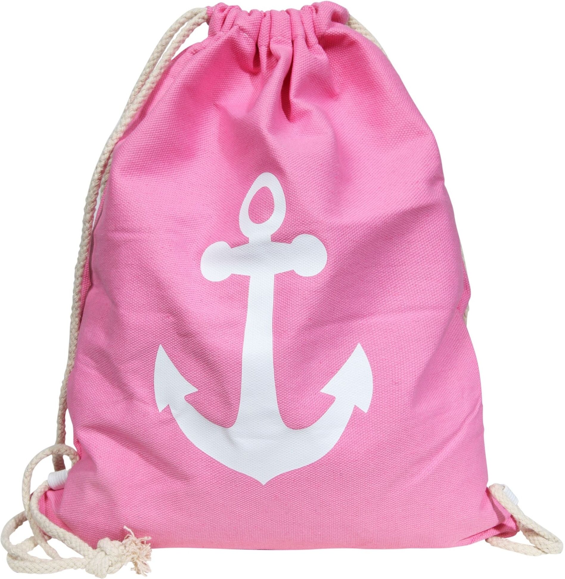 Turnbeutel CHAM CHAM "Maritim Anker - Sportbeutel aus Stoff", pink, Textil, Taschen Turnbeutel