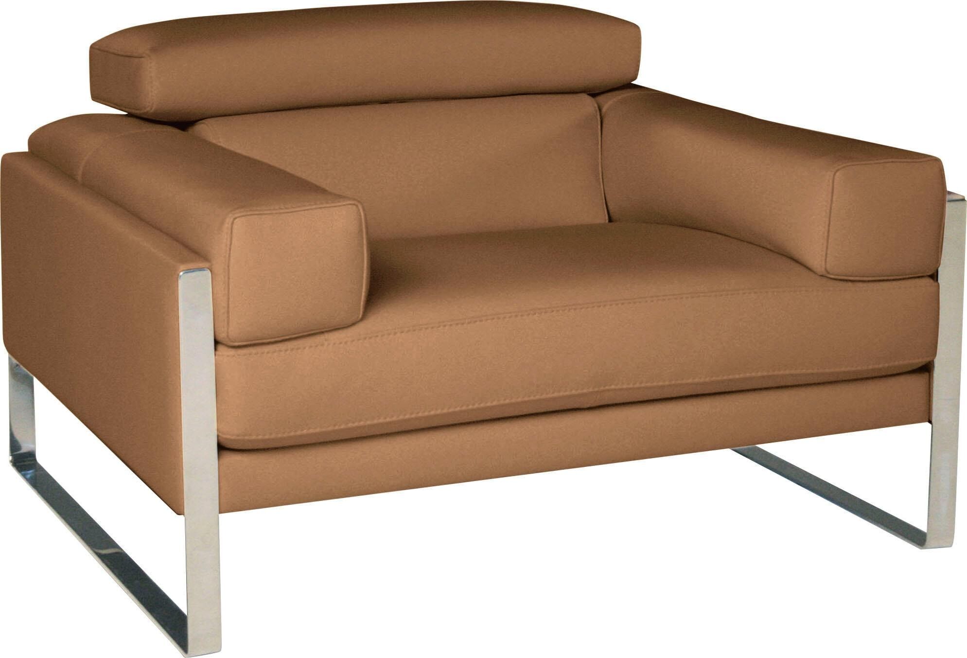 Sessel CALIA ITALIA "Romeo Loungesessel, bequem und elegant, Breite 107cm", beige (karma 600 cuoio), B:107cm H:67cm T:105cm, AnilinLEDER Karma gewachst (echtes Rindsleder), Sessel, Sessel, extravaganter Designsessel karma 600 cuoio Anilinleder, B/H/T: 107