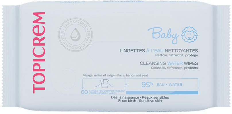 Topicrem Lingettes nettoyantes à base d’eau Baby 60 unités