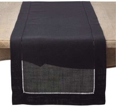 Saro Lifestyle Classic Hemstitch Table Runner - Textured Border Runner for Dining & Formal Entertaining
