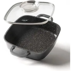 STONELINE® Servierpfanne mit Aroma Glasdeckel, Pfanne rechteckig, Backofen & Induktion geeignet