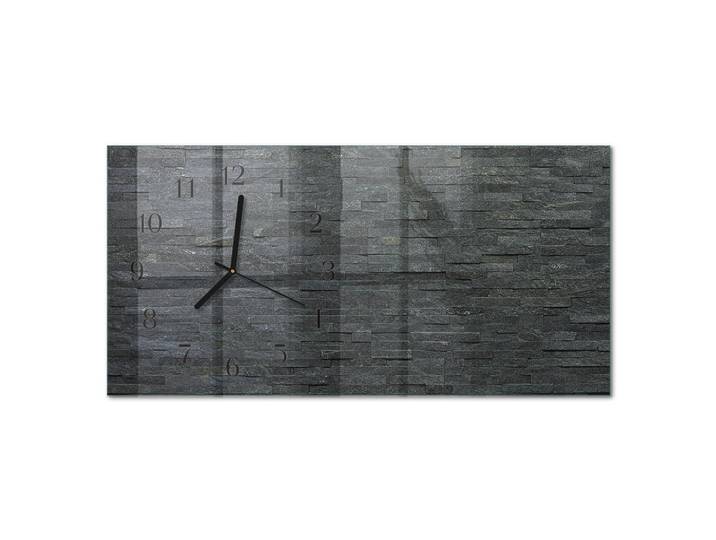 Tulup Wanduhr aus Glas 60x30 cm - Schieferstein, Schwarz, Rechteckig, 60x30x0.4 cm, Dekoration, Uhren, Wanduhren