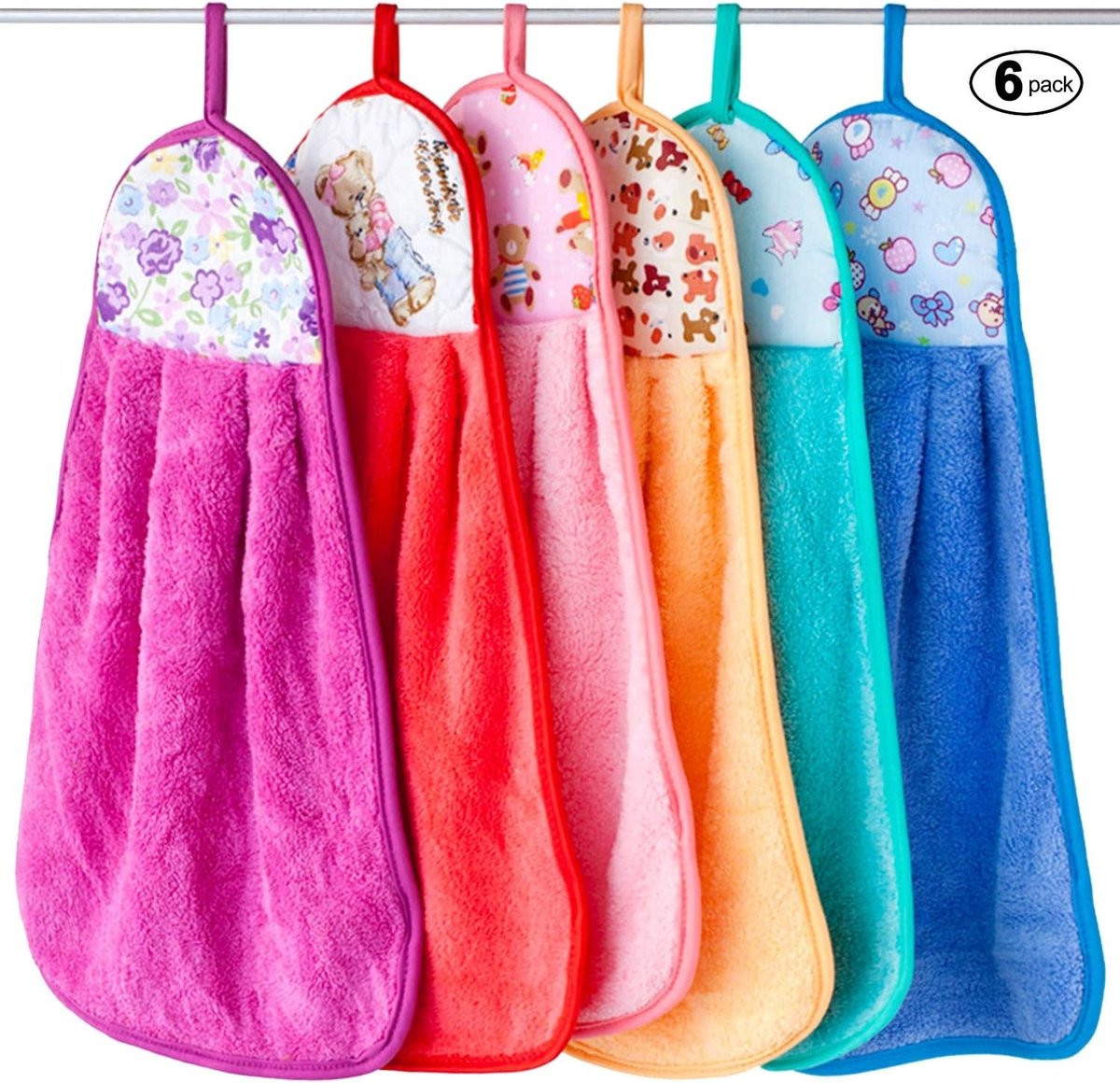 Set van 6 ultra absorberende koraalvelours handdoeken voor keuken en badkamer, 30 x 40 cm
