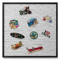 MAGNETTAFEL 50x50 cm Schwarzer Rahmen Ziegelwand Helle Wand