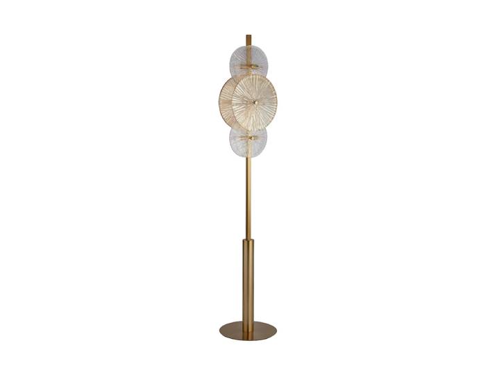 Dimmbare Design Stehlampe „Wagon“, 6-flammig Gold, Amber, Creme Searchlight