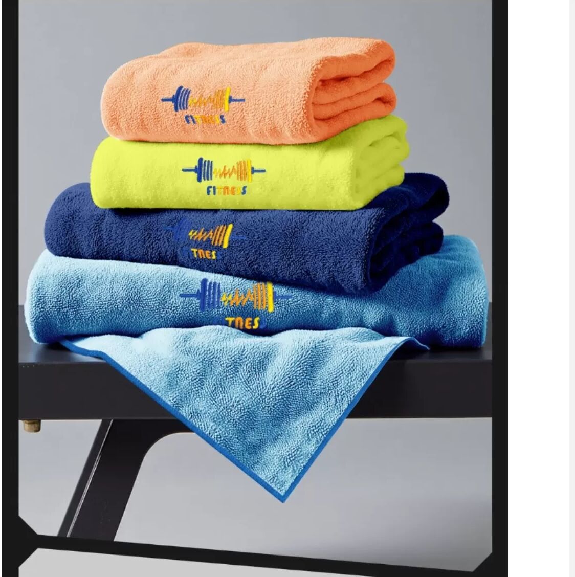 INF Mikrofaser Fitness-Handtuch kompatibel mit Workout – Schnell trocknend, super saugfähig (40cm x 95cm x 0.5cm) Grau