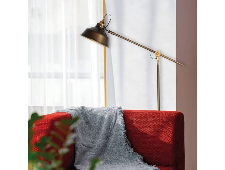 Mexlite Stehlampe Nove, bronze / altmessing, für Wohn- / Esszimmer, Metall, Industrielles Design