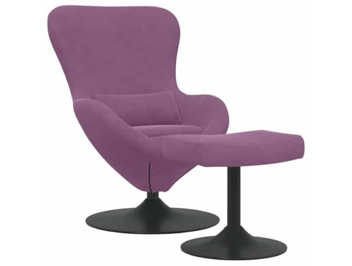 Heofavd Drehsessel mit Hocker Lila Samt Loungesessel Relaxsessel Metall