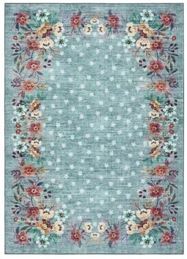 Garvee Washable Floral Area Rug 3x5 Ft Light Green 35 oz sq yd Foldable - 3*5ft (91*152cm)