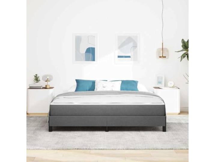 KTHLBRH Boxspringbett mit Matratze dunkelgrau 180 x 200 cm Atmungsaktives Gewebe, Struktur aus Holz, Taschenfedern, Kapazität 280 kg