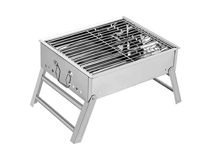 Holzkohlegrill Barbecue Grill Holzkohlegrill Tragbarer Klappbarer BBQ-Grill Tischgrill Tischplatte Outdoor Edelstahl Außenbereich Tragbar