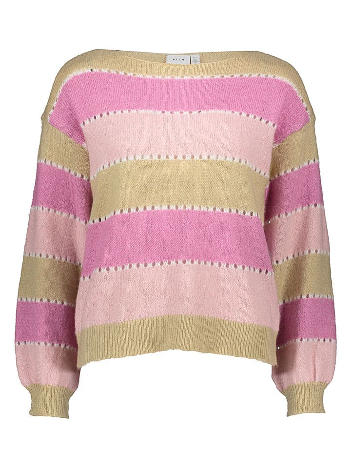 Vila Pullover "Razy" in Beige/ Pink/ Rosa - S