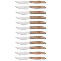 Arcos Table Messer - Box 12 Stück Steakmesser Tafelmesser - Klinge Nitrum Edelstahl 110 mm - HandGriff Pack-Holz Farbe Braun (12 pcs)