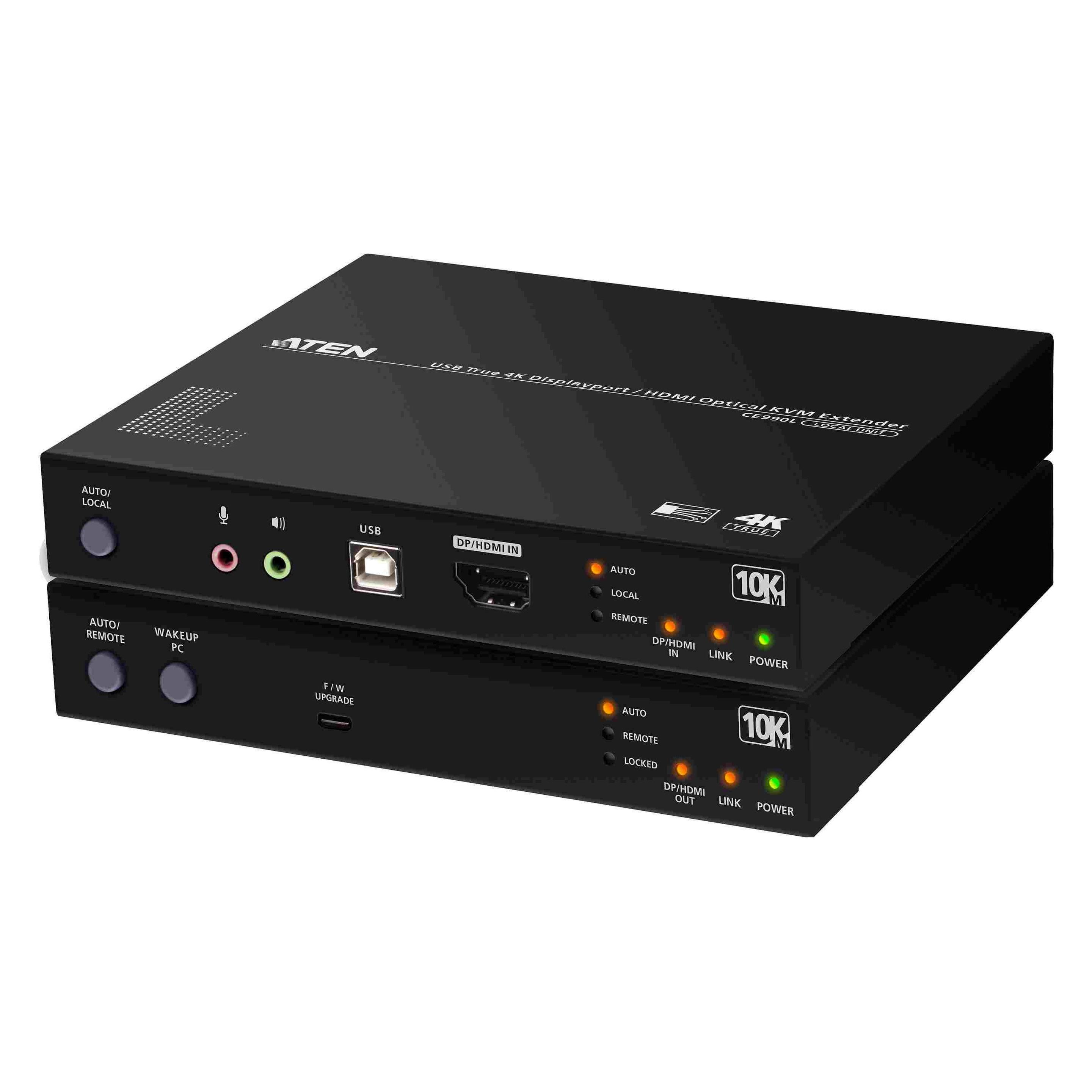 Aten CE990 KVM LWL (SM) Konsolen-Extender, USB True 4K DisplayPort/HDMI (True4K) (CE990-AT-G)