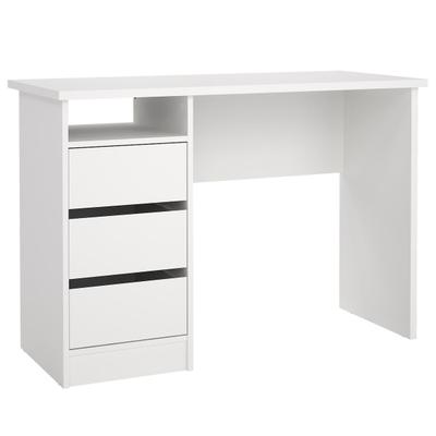 WellHome - Schreibtisch mit 3 Schubladen in der Farbe Weiß 110 x 49 x 76 cm - Júcar White