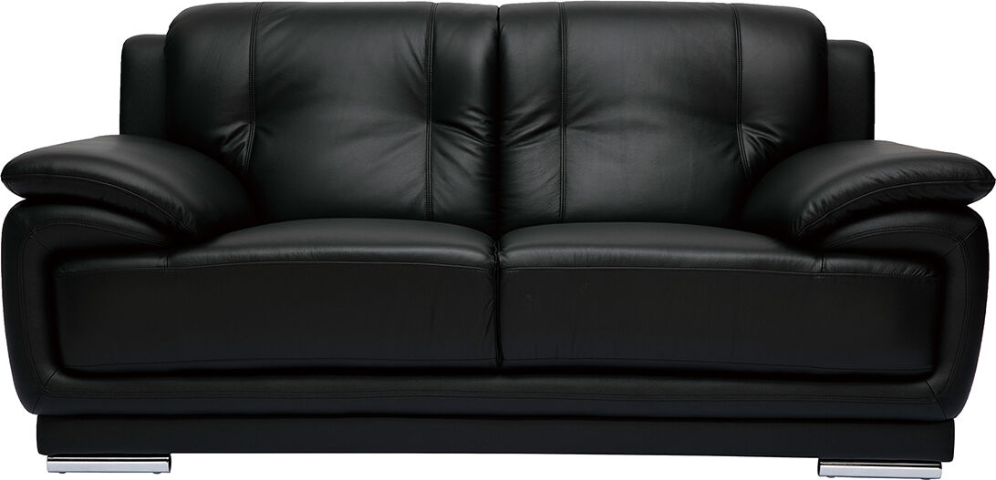 Miliboo Design-Ledersofa schwarz zwei Plätze Büffelleder TAMARA
