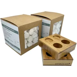 OIO NATURA Komprimierte biologisch abbaubare Tücher von OIO (Packung mit 400 Stück) + 2 Bambussockel Duo