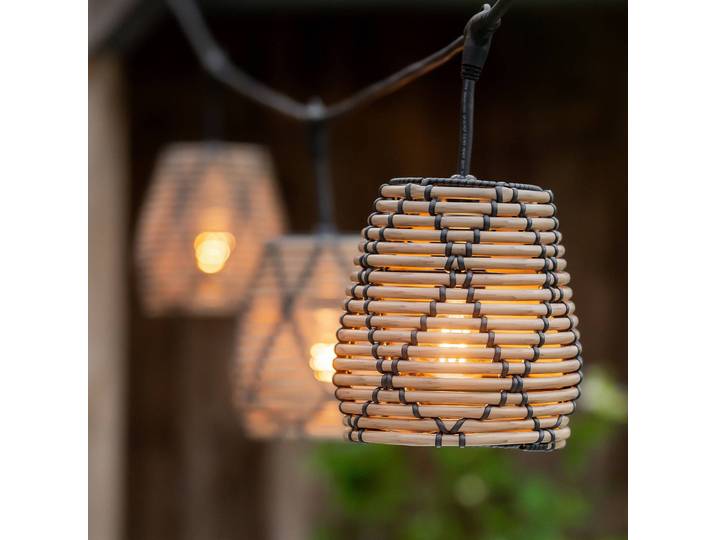 PR Home buitenlamp Lollo, rotan look, 5-lamps Lollo, bruin / roest, Kunststof
