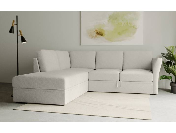 Ecksofa, Flachgewebe, Braun 241×226 cm, Schlafsofa mit Stauraum, Modern, Home-affaire