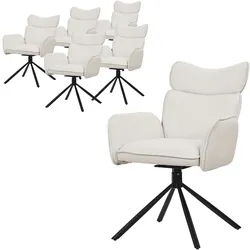 ML-Design Esszimmerstühle drehbar 6er Set Beige Stoff, 360° Drehstuhl mit Armlehne & Rückenlehne, Polsterstuhl Metallbeine