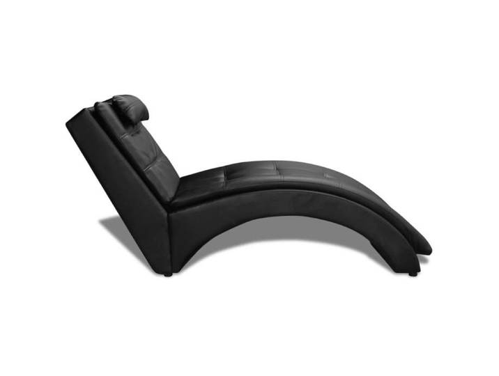 Chaise longue en similicuir - - Noir - 150x55x72 cm - Oreiller inclus - Cadre en bois - Jambes en acier