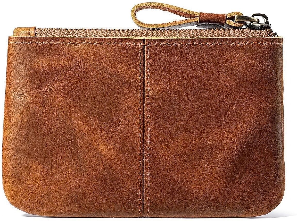 INF Vintage Herren Münz-Karten-Geldbörse – Schlankes PU mit Crazy Horse Leder-Optik, Braun, 12cm x 8.5cm