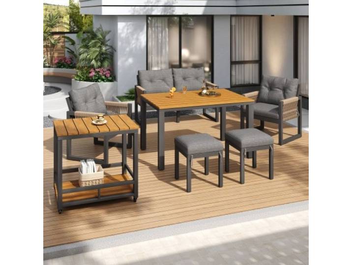 Mobilier jardin Ensemble canapé outdoor moderne pour plusieurs personnes ensemble de loisirs et de réunion cadre en fer