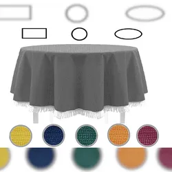 EXKLUSIV HEIMTEXTIL Gartentischdecke mit Fransen Tischdecke Classic 160 cm rund dunkelgrau