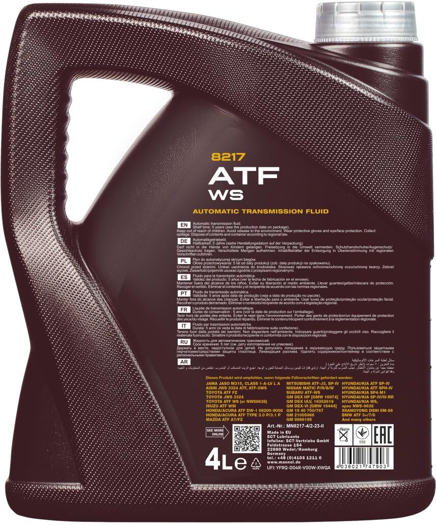 Sct - Mannol Getriebeöl Atf Ws [4 L] Mn82174 4l Für Toyota Honda Chrysler