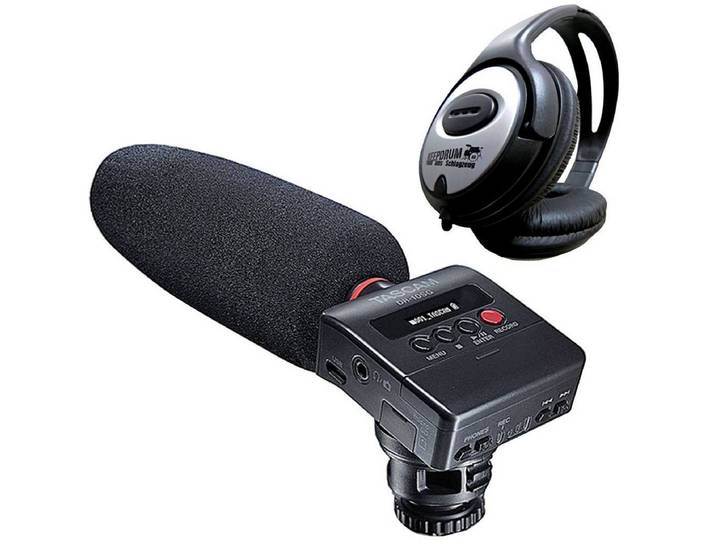 Tascam DR-10SG Richtmikrofon und Audio-Recorder Digitales Aufnahmegerät (mit Kopfhörer)