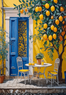 Inspire Picks Retro Lemon Garden Lemon Wall Art Canvas Fresh Summer Fruit Decor Prints 11 30x40cm