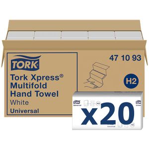 Tork Papierhandtücher Xpress Universal, 471093, H2, 1-lagig, Interfold-Falz, weiß, Recycling, 21,3 x 23,4 cm, 5000 Stück