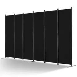 VEVOR Raumteiler 6 Paneele Paravent 3110 x 1805 x 450 mm, faltbarer Sichtschutz & tragbarer Trennwandteiler zur Raumtrennung, freistehende Raumteiler für Büro Schlafzimmer Arbeitszimmer, Schwarz