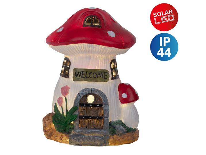 LED Solarleuchte NÄVE Mushroom , bunt, B:13cm H:17,3cm L:13cm, Leuchten, LED Solarleuchte, Pilzhaus bunt, LED warmweiß, inkl. Druckschalter, H: 17,3cm, L/B: 13cm