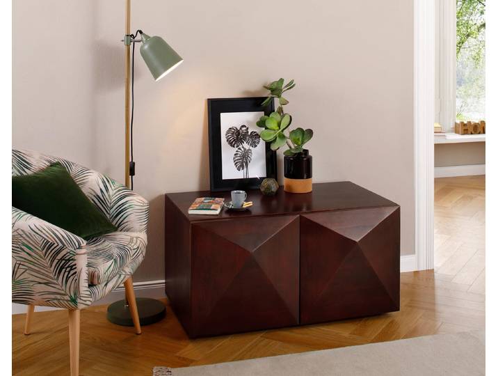 OTTO home Couchtisch Diamond, aus massivem Mangoholz mit 3D-Optik auf den Außenseiten, Breite 90 cm