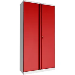 Phoenix Safe Der Phoenix Aktenschrank SCL1891GRK  aus Stahl mit 2 Türen und 4 Einlegeböden, grauer Korpus und rote Türen mit Schlüsselschloss