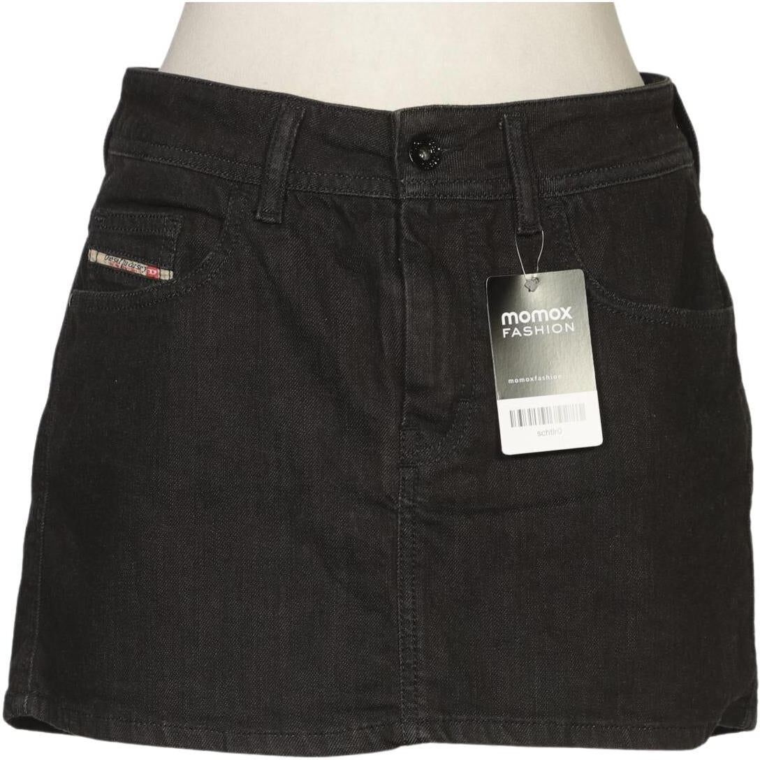 Diesel Damen Rock, Schwarz, Gr. W30, Baumwolle / Elasthan / Leder - Second Hand