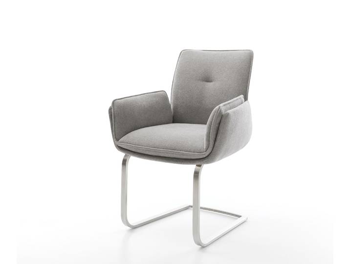 Freischwinger Nela-Flex Strukturstoff Soft Grau Freischwinger flach Edelstahl, Esszimmerstühle