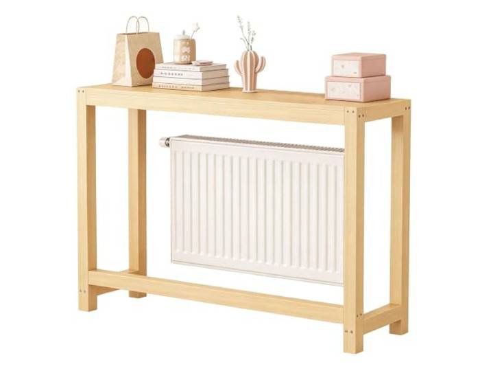 Heizkörperabdeckung, Kiefernholz, Ablagefläche Oben, Schmaler Konsolentisch Heizungsregal, Verstärkte Querstrebe, Rutschfeste Standfüße, für Schlafzimmer und Flur(120x25cm/47x10in)