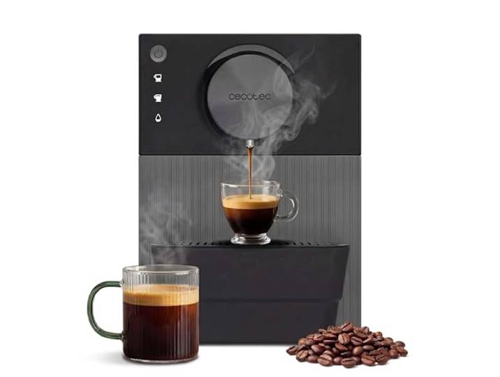 Cecotec Machine à Café Superautomatique Compacte Cremmaet Cube. 1350W\, Système de Pressage 10g\, Système de Pré-Infusion\, 19 Bars\, Système Thermoblock\, 5 Niveaux de Mouture\, Panneau de Contrôle Tactile
