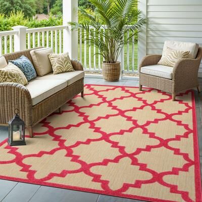 Style Haven Cara Mixed Pile Quatrafoil Lattice Indoor/ Outdoor Area Rug