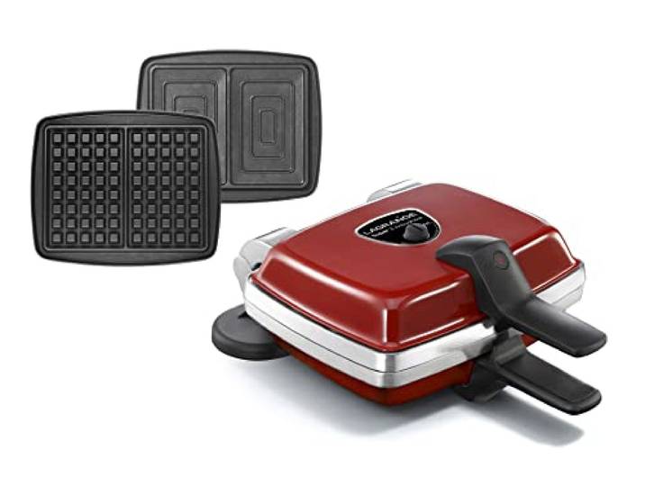 LAGRANGE Waffeleisen Super 2, antihaftbeschichtet, Rot (Waffelplatten + Sandwich)