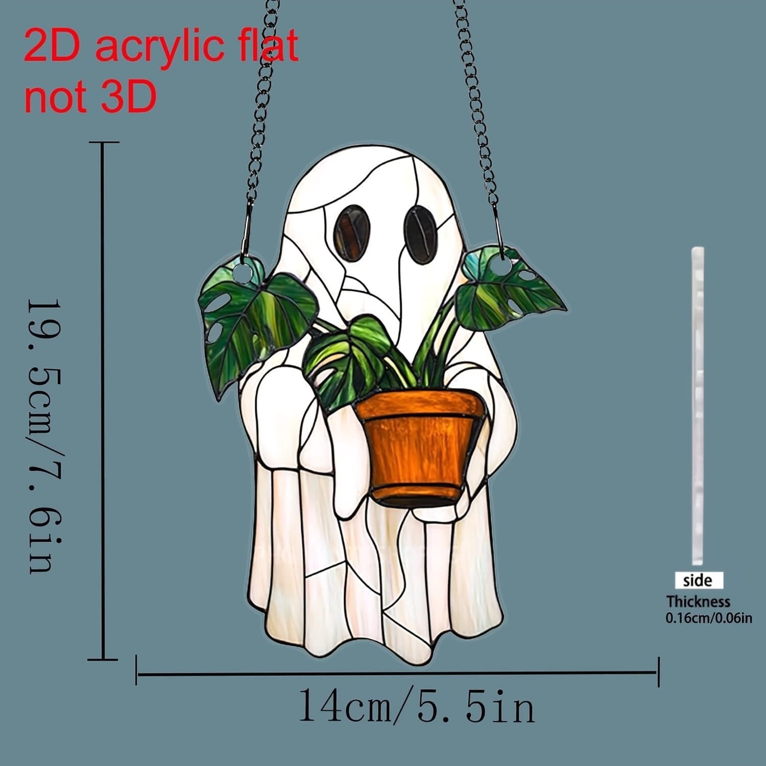 Spookje Zonvanger Halloween Raamhanger met Ketting - Acryl Hangende Geest voor Raamdecoratie en Wanddecoratie