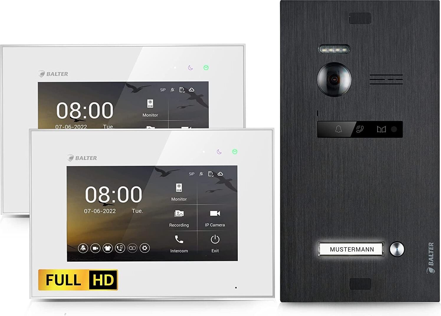 Balter EVO HD HD-videosysteem voor deurbel met 2 monitoren, zwart