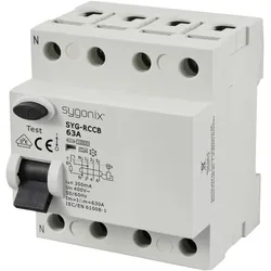Sygonix, Schutzschalter, SY-6438024 SYG-RCCB 3P+N/A63/10kA/300mA Fehlerstrom-Schutzschalter A