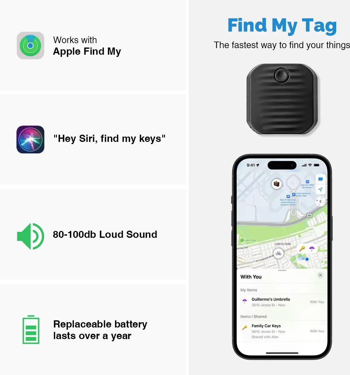 INF Bluetooth Anti-Lost Tracker Weiß - Schlüsselfinder, Artikelfinder, kompatibel mit iOS & Android