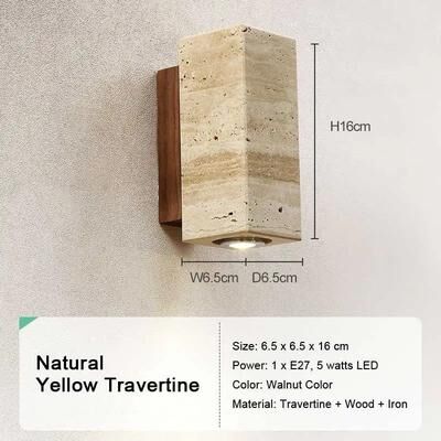Uplift Picks Natural Yellow Travertine LED Wall Sconce Modern Stone Accent Light 17 white Light