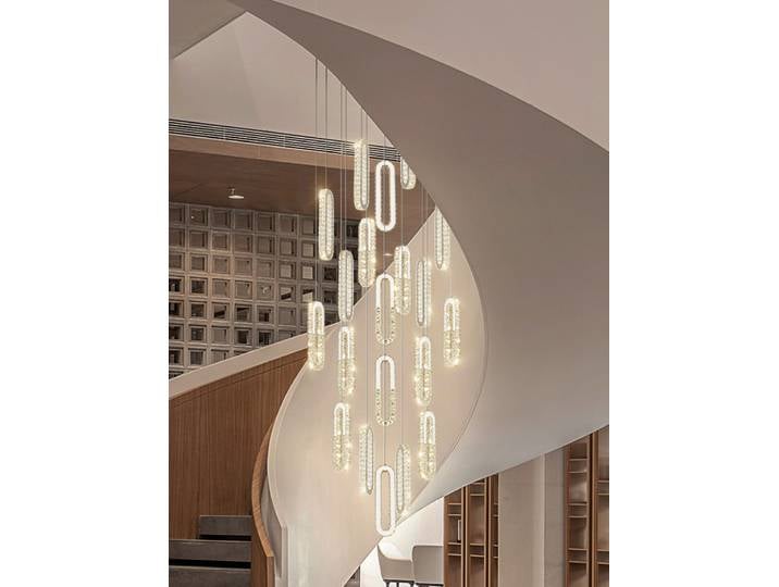 Nordique LED Cristal Pendentif Lumière De Luxe Arbre Salon Escalier Lustre Or/Argent Cristal Lustres Décor À La Maison