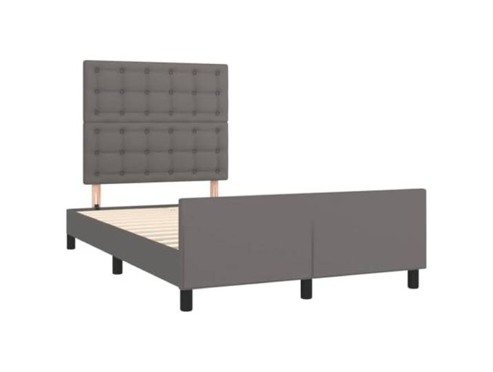 KTHLBRH Bettgestell ohne Matratze Grau 120 x 190 cm Kunstleder Verstellbares Kopfteil, schmutzabweisendes Kunstleder, Lattenrost inklusive, Rückenunterstützung