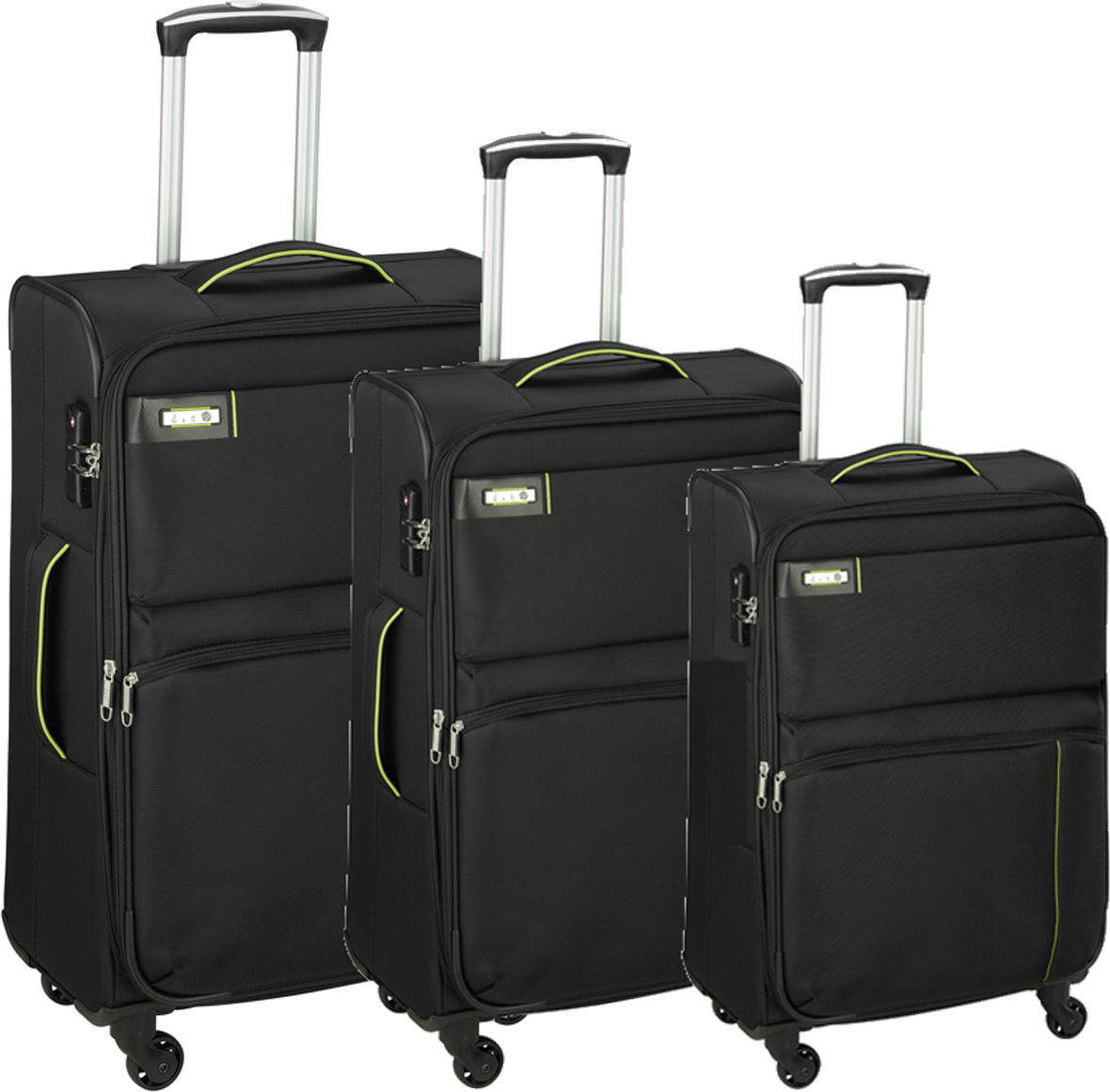 Leichter Koffer, 3-teiliges Trolley Set für Reise auf Räder Schwarz Bowatex